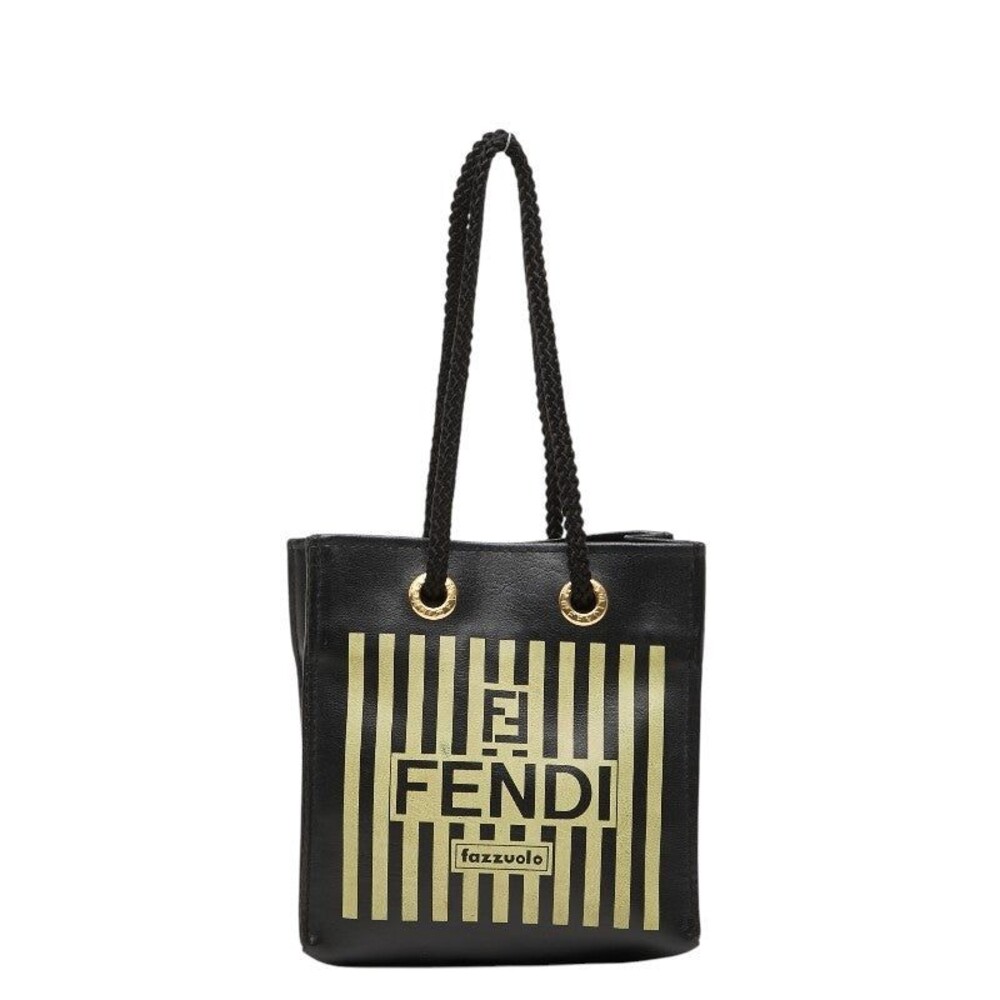 Fendi Leather Fazzuolo Mini Handbag Black